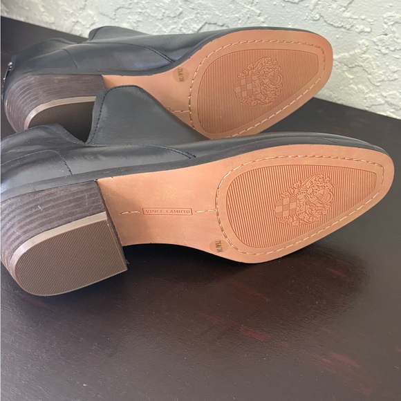 Vince Camuto Black Leather Ankle Booties with Back Zipper Sz 7.5 Heel 2” - Picture 10 of 13